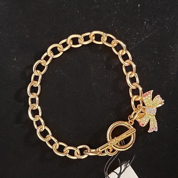 NWT COACH Bow Pavé Chain Link Bracelet - Picture 1 of 6